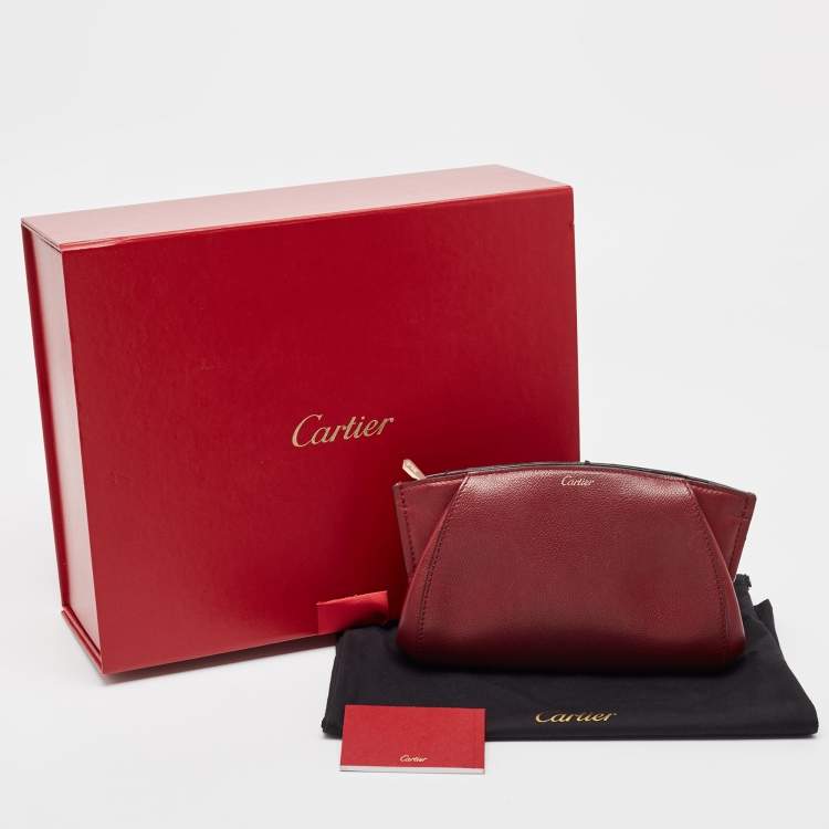 Pre Owned Cartier Red Leather C De Cartier Clutch