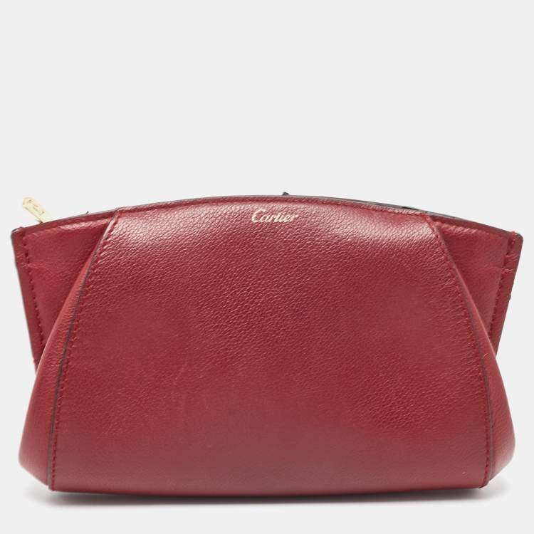 Pre Owned Cartier Red Leather C De Cartier Clutch