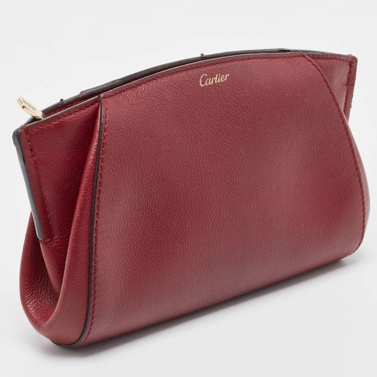 Pre Owned Cartier Red Leather C De Cartier Clutch