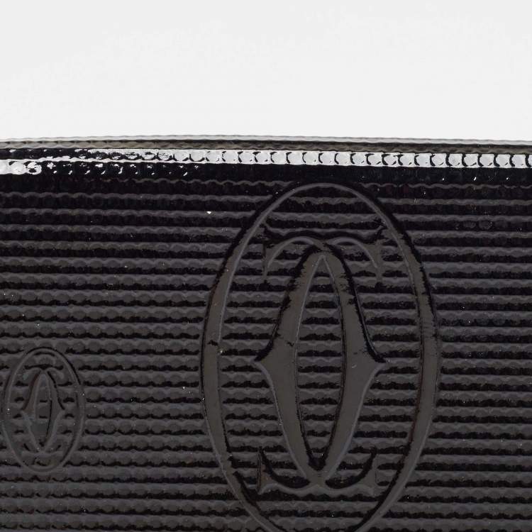 Pre Owned Cartier Black Patent Leather Happy Birthday Continental Wallet