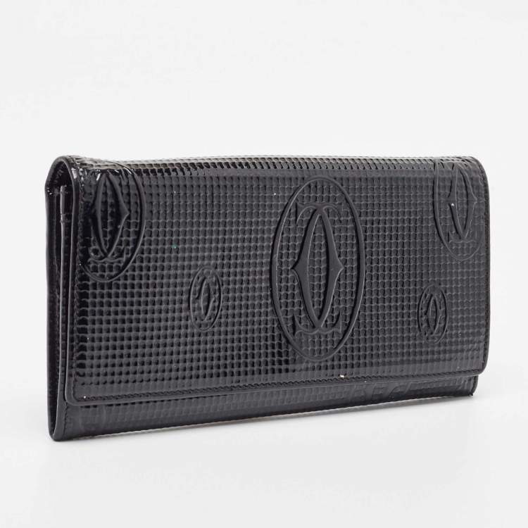 Pre Owned Cartier Black Patent Leather Happy Birthday Continental Wallet