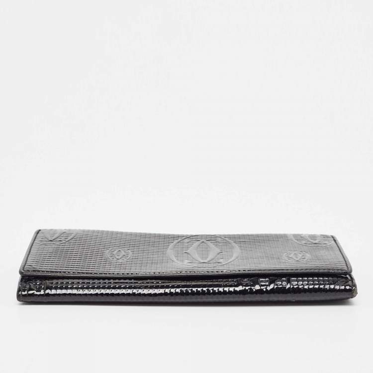 Pre Owned Cartier Black Patent Leather Happy Birthday Continental Wallet