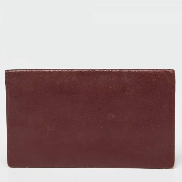 Pre Owned Cartier Maroon Leather Must de Cartier Wallet Organizer 