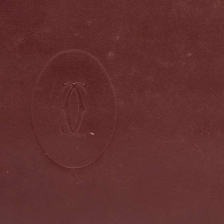 Pre Owned Cartier Maroon Leather Must de Cartier Wallet Organizer 
