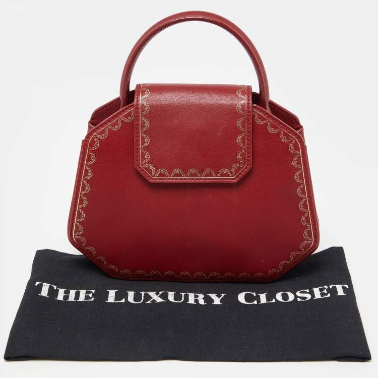 Pre Owned Cartier Red Leather Mini Guirlande De Cartier Top Handle Bag
