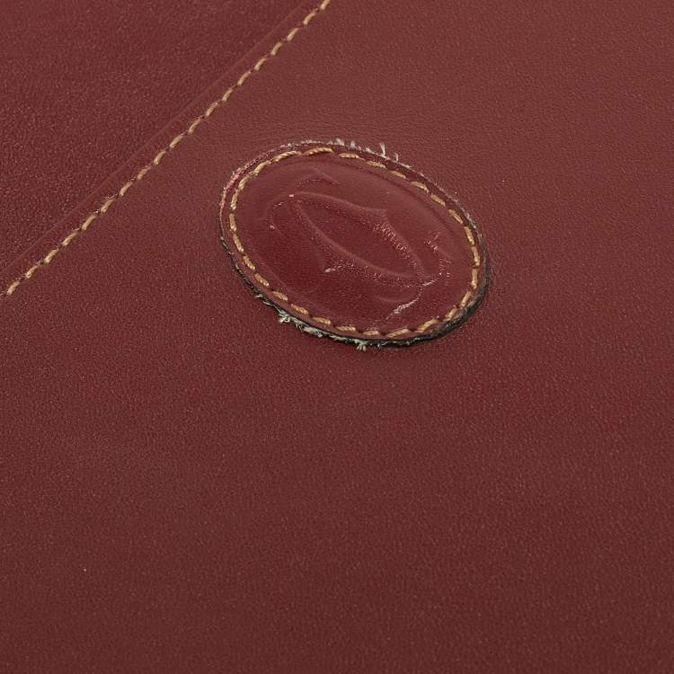 Pre Owned Cartier Burgundy Leather Must 21 de Cartier Flap Clutch