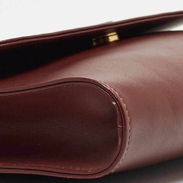 Pre Owned Cartier Burgundy Leather Must 21 de Cartier Flap Clutch