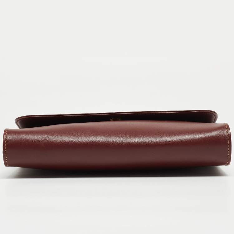 Pre Owned Cartier Burgundy Leather Must 21 de Cartier Flap Clutch