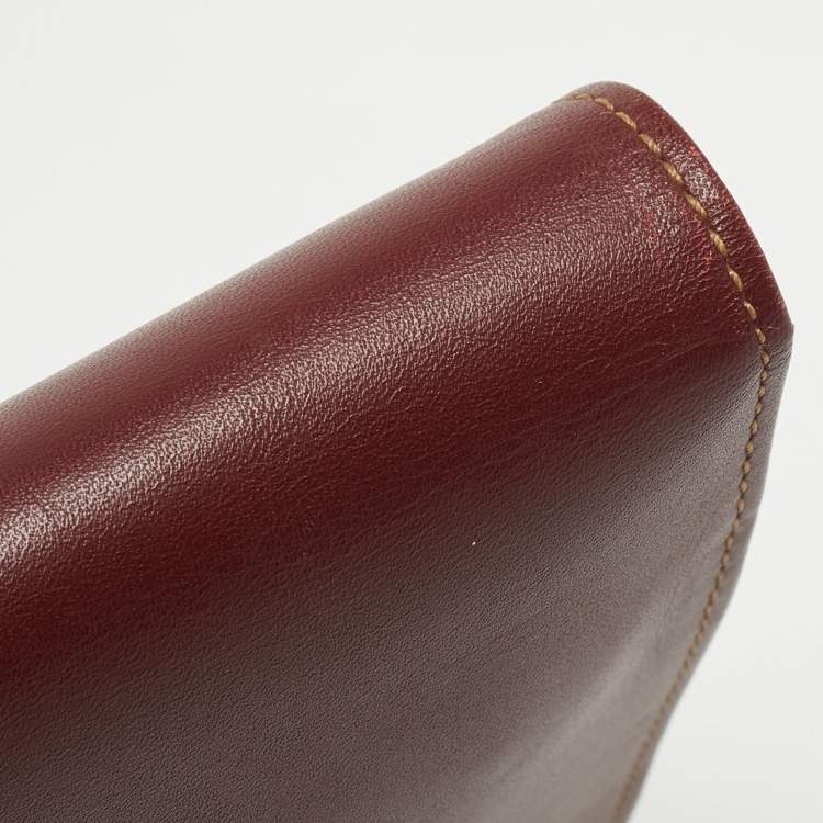 Pre Owned Cartier Burgundy Leather Must 21 de Cartier Flap Clutch