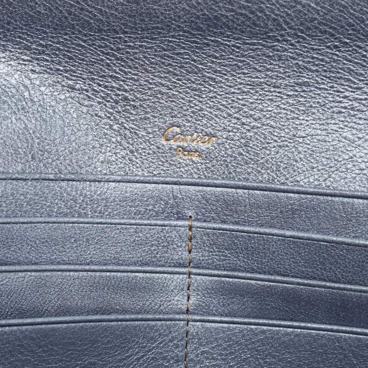 Pre Owned Cartier Grey Leather Marcello de Cartier Flap Wallet