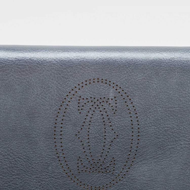 Pre Owned Cartier Grey Leather Marcello de Cartier Flap Wallet