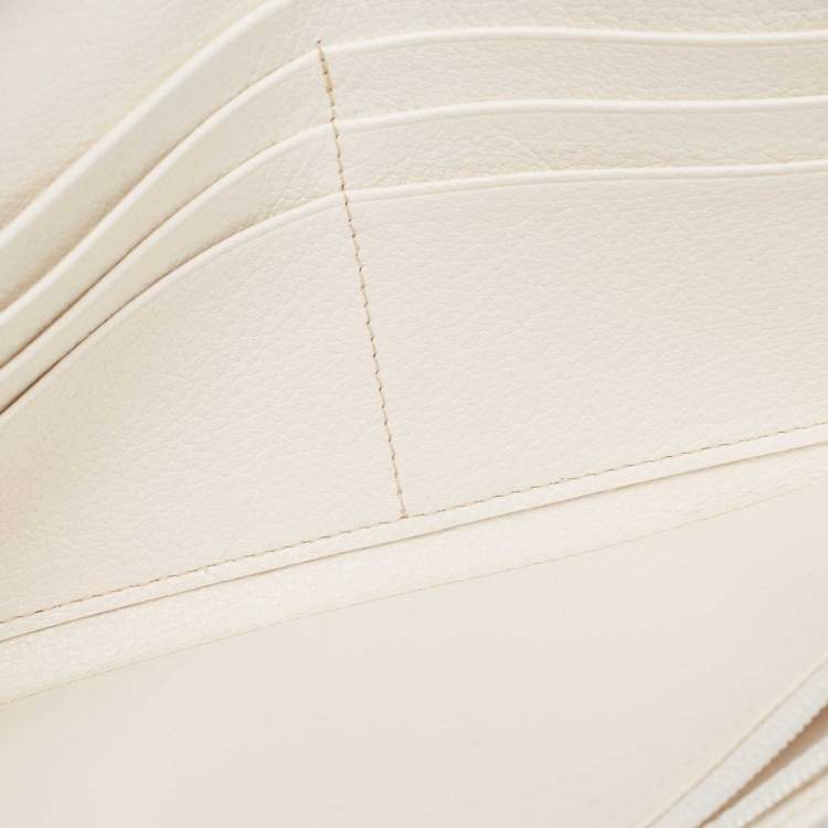Pre Owned Cartier Cream Leather Marcello de Cartier Flap Wallet