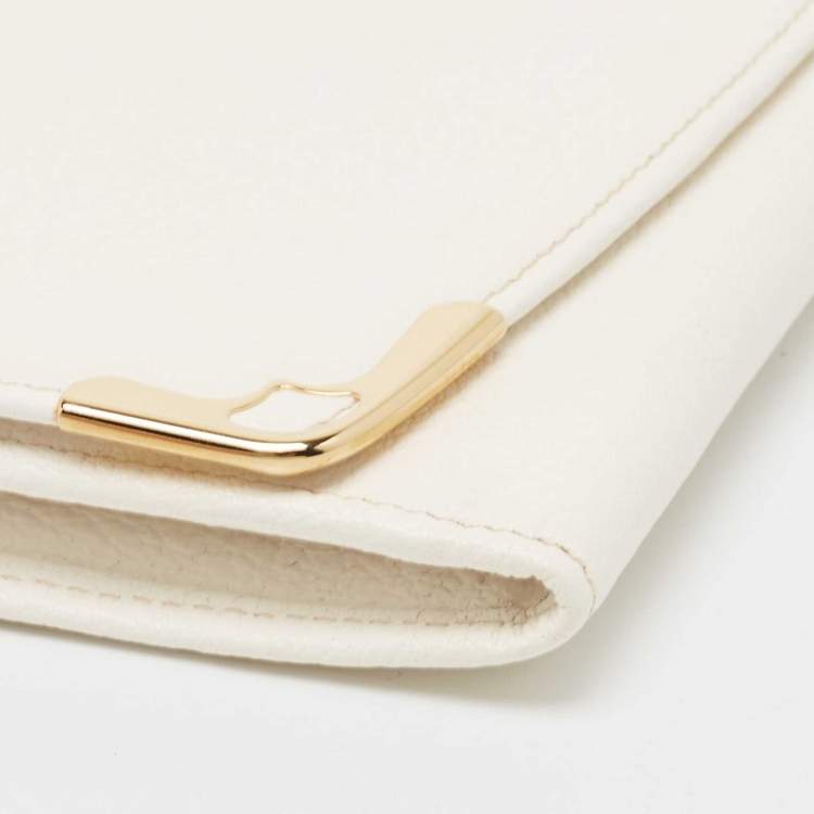 Pre Owned Cartier Cream Leather Marcello de Cartier Flap Wallet