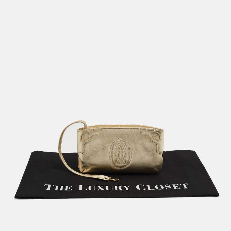 Pre Owned  Cartier Gold Leather Marcello de Cartier Wristlet Clutch