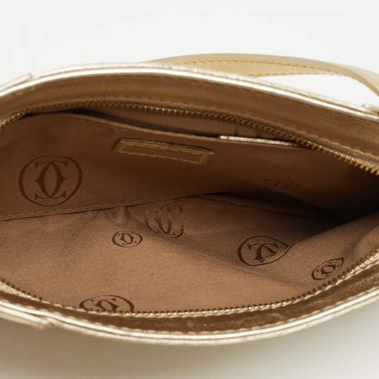 Pre Owned  Cartier Gold Leather Marcello de Cartier Wristlet Clutch