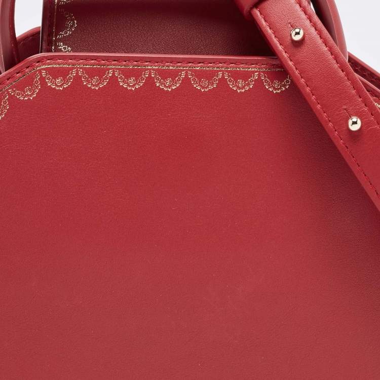 Pre Owned Cartier Red Leather Mini Guirlande De Cartier Top Handle Bag
