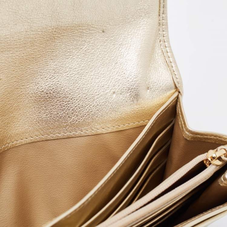 Pre Owned Cartier Gold Leather Love Continental Wallet
