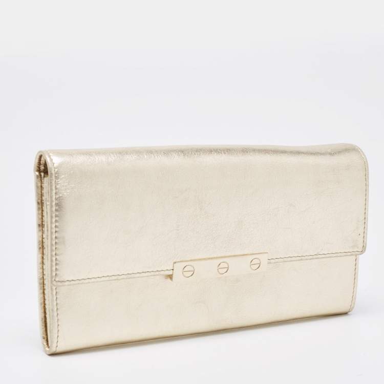Pre Owned Cartier Gold Leather Love Continental Wallet