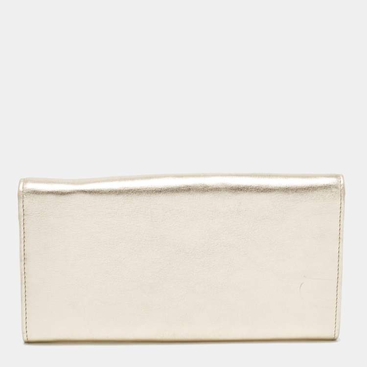 Pre Owned Cartier Gold Leather Love Continental Wallet
