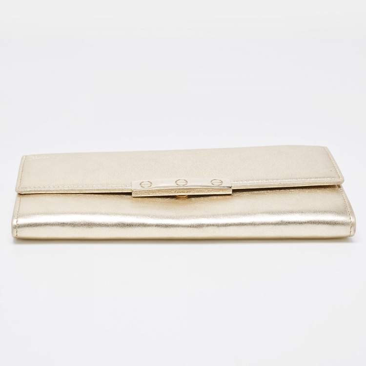 Pre Owned Cartier Gold Leather Love Continental Wallet