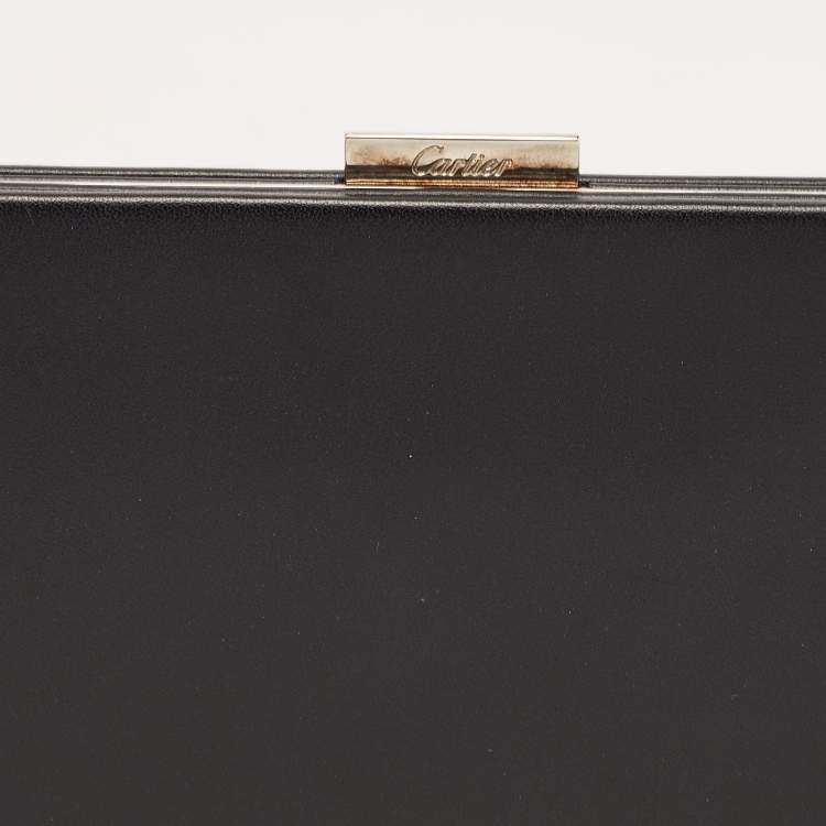 مملوكة مسبقًا Cartier Black Patent Leather Frame Clutch