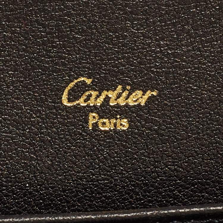 Pre Owned Cartier Beige/Black Zebra Print Calfhair Must de Cartier Continental Wallet