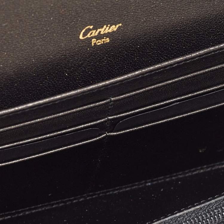 Pre Owned Cartier Beige/Black Zebra Print Calfhair Must de Cartier Continental Wallet