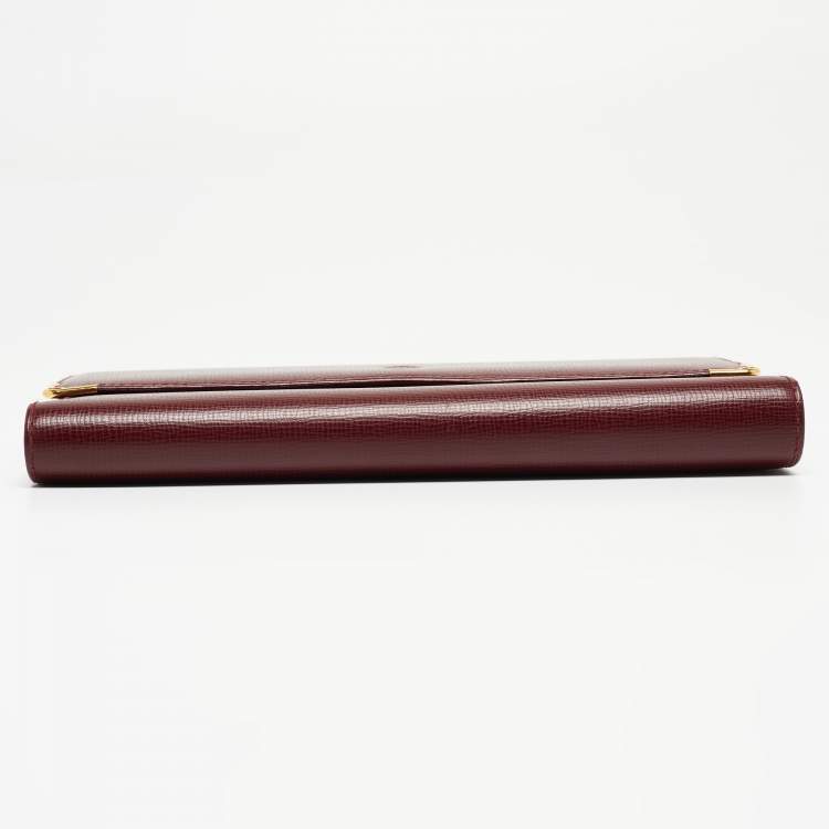 Pre Owned Cartier Burgundy Leather Must de Cartier Trifold Continental Wallet