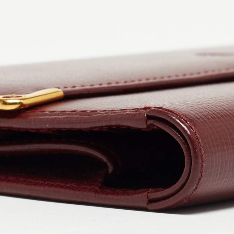 Pre Owned Cartier Burgundy Leather Must de Cartier Trifold Continental Wallet