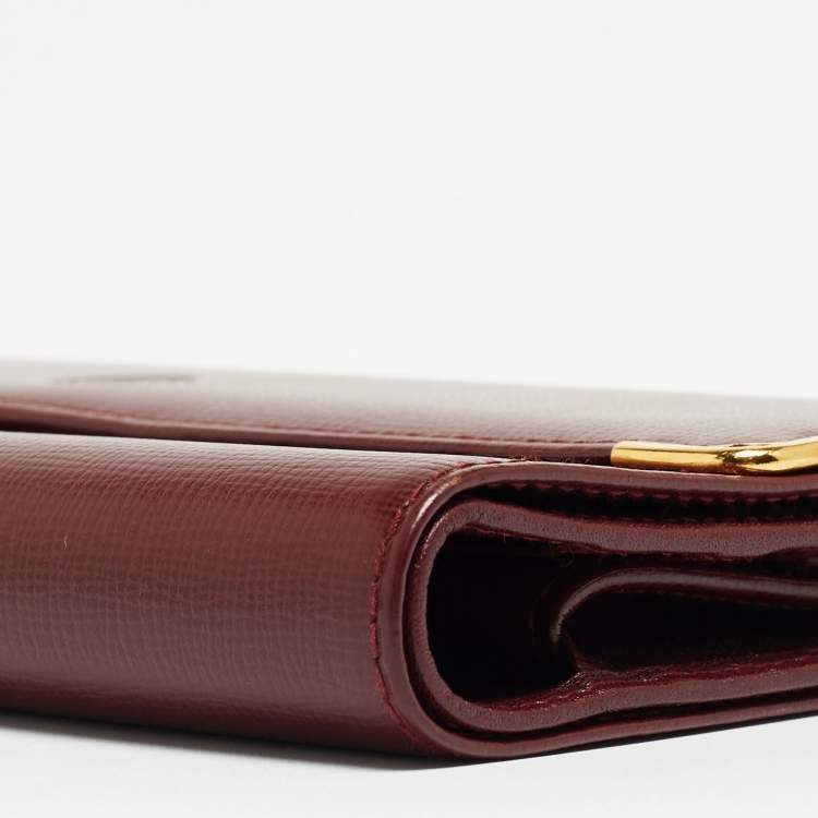 Pre Owned Cartier Burgundy Leather Must de Cartier Trifold Continental Wallet