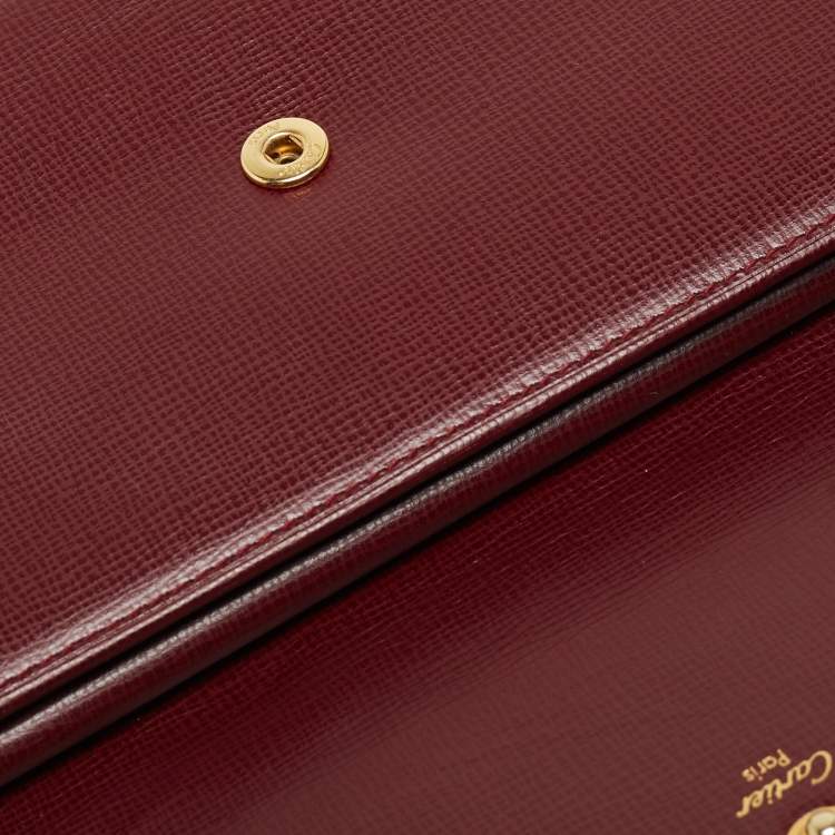 Pre Owned Cartier Burgundy Leather Must de Cartier Trifold Continental Wallet