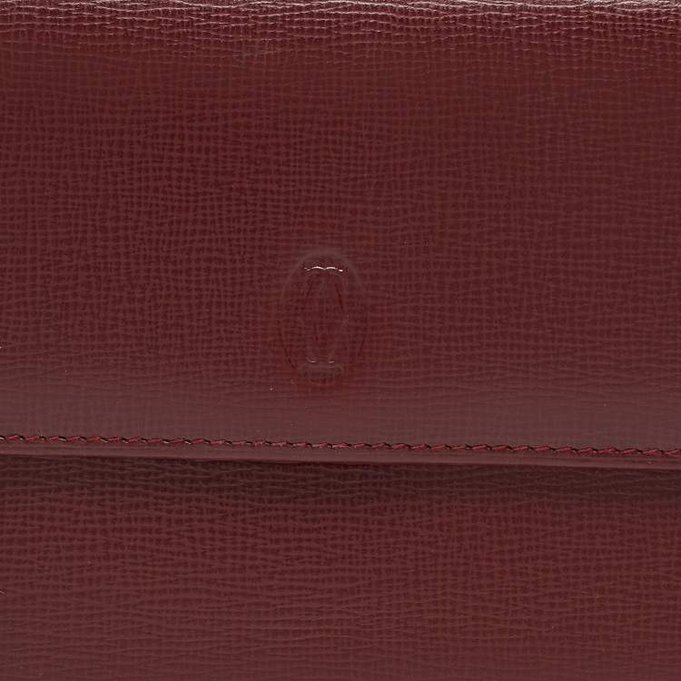 Pre Owned Cartier Burgundy Leather Must de Cartier Trifold Continental Wallet