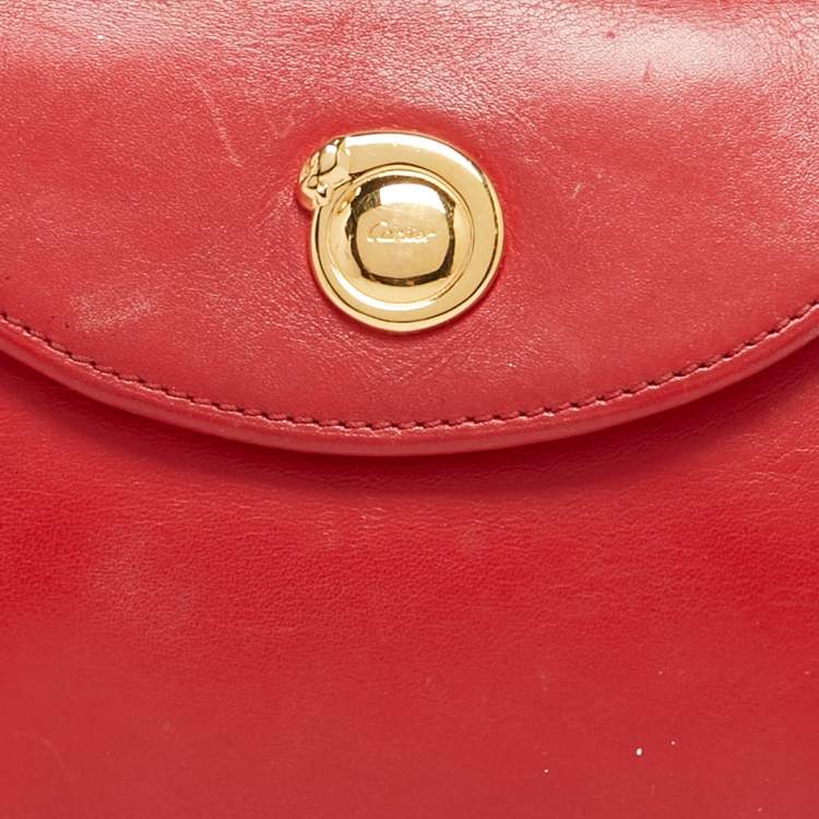مملوكة مسبقًا Cartier Red Leather Panthere Flap Coin Pouch