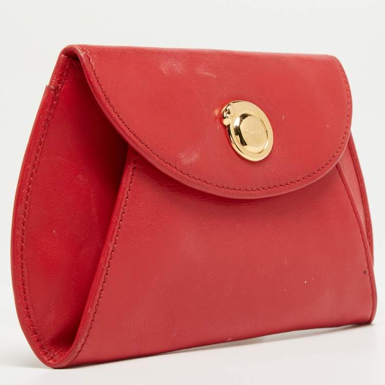 مملوكة مسبقًا Cartier Red Leather Panthere Flap Coin Pouch
