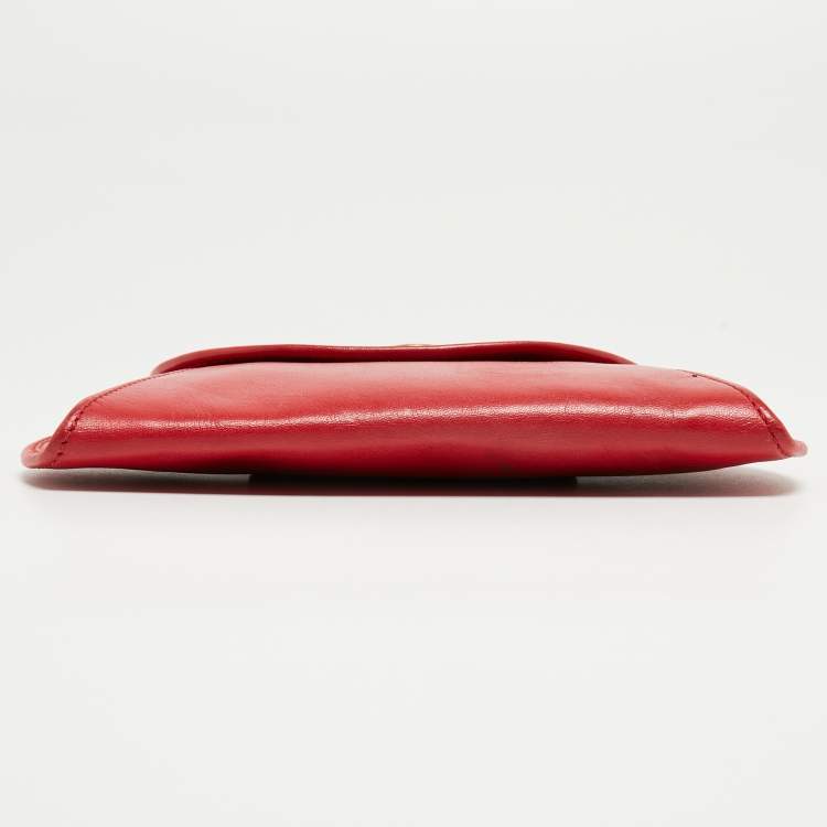 مملوكة مسبقًا Cartier Red Leather Panthere Flap Coin Pouch