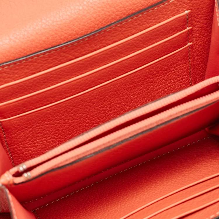 Pre Owned Cartier Coral Orange Leather C De Cartier Wallet