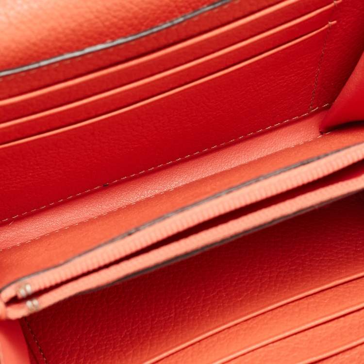 Pre Owned Cartier Coral Orange Leather C De Cartier Wallet