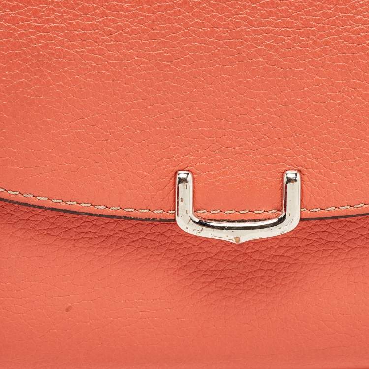 Pre Owned Cartier Coral Orange Leather C De Cartier Wallet