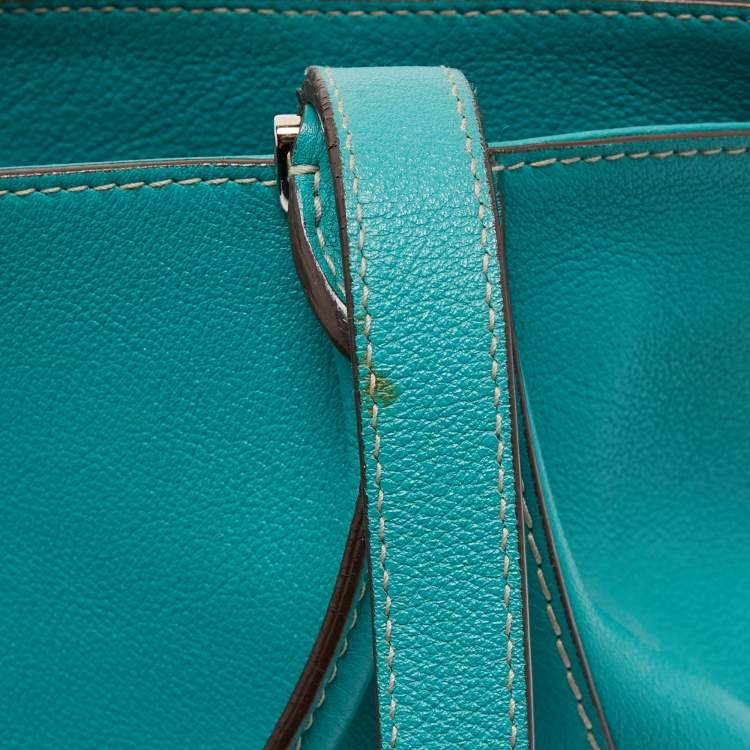 Pre Owned Cartier Green Leather Small C De Cartier Bag