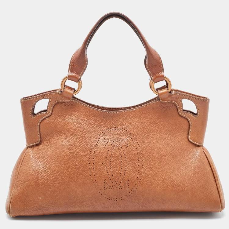 Pre Owned Cartier Brown Leather Small Marcello De Cartier Tote