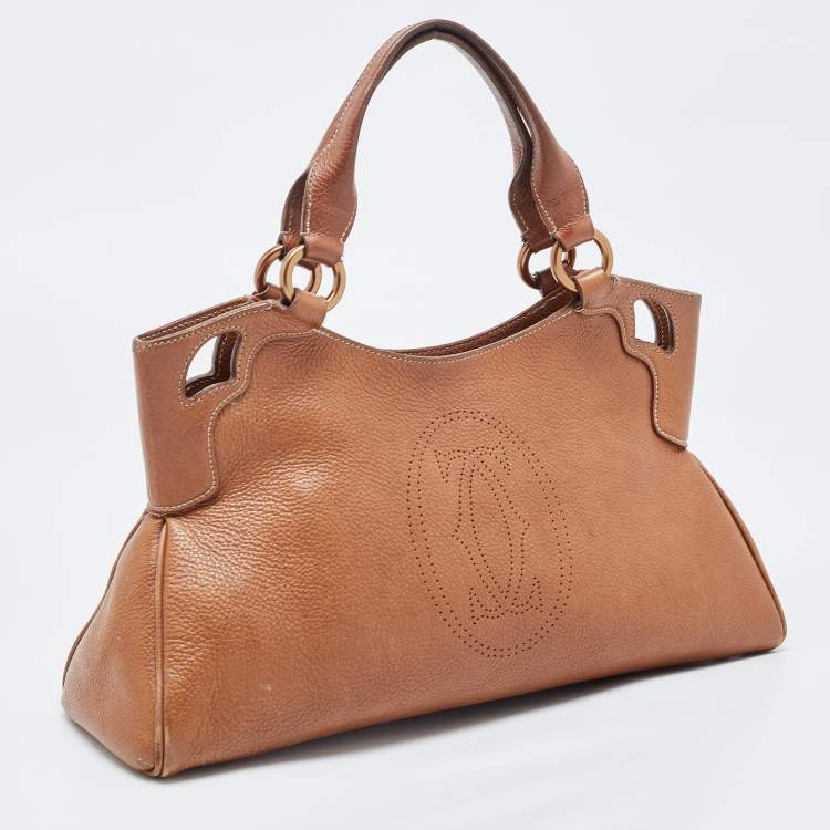 Pre Owned Cartier Brown Leather Small Marcello De Cartier Tote