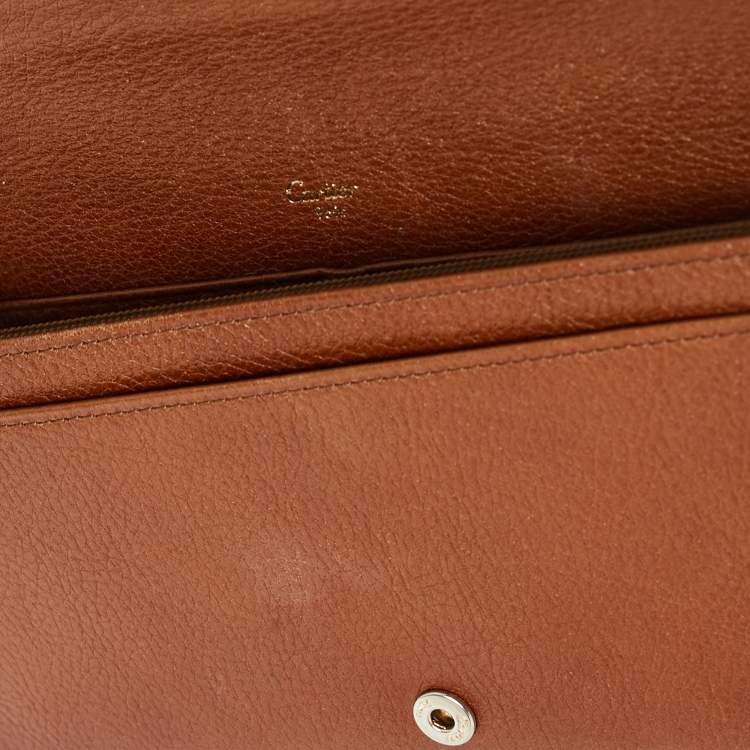Pre Owned Cartier Brown Leather Marcello de Cartier Flap Wallet