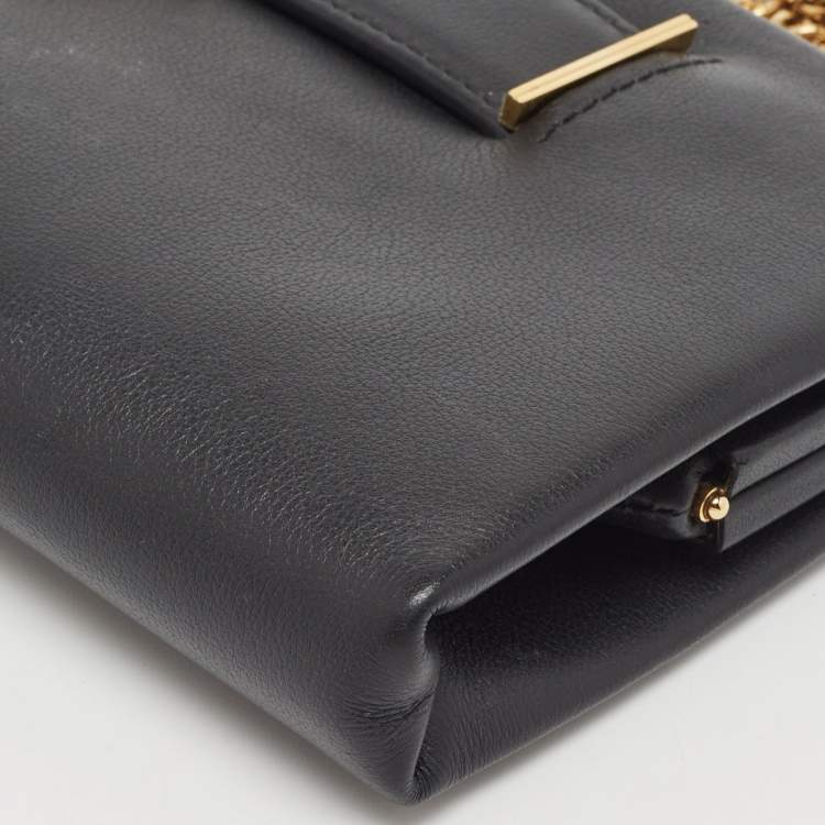 Pre Owned Cartier Black Leather Panthere De Cartier Chain Clutch