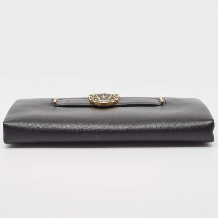 Pre Owned Cartier Black Leather Panthere De Cartier Chain Clutch