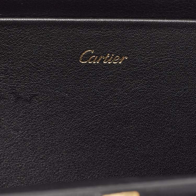 Pre Owned Cartier Black Leather Panthere De Cartier Chain Clutch