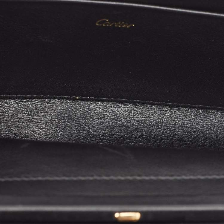 Pre Owned Cartier Black Leather Panthere De Cartier Chain Clutch