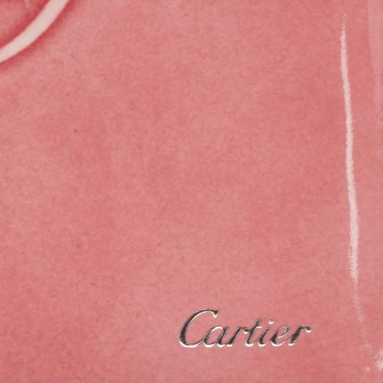 Pre Owned Cartier Pink Patent Leather Happy Birthday Trifold Continental Wallet