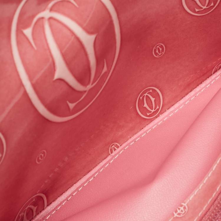 Pre Owned Cartier Pink Patent Leather Happy Birthday Trifold Continental Wallet