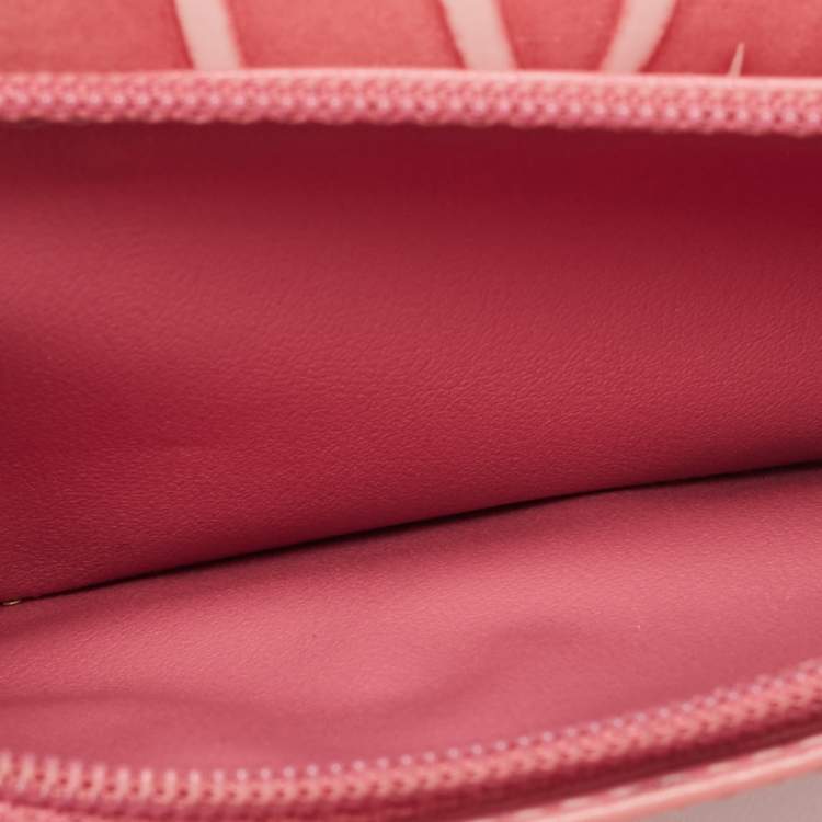 Pre Owned Cartier Pink Patent Leather Happy Birthday Trifold Continental Wallet