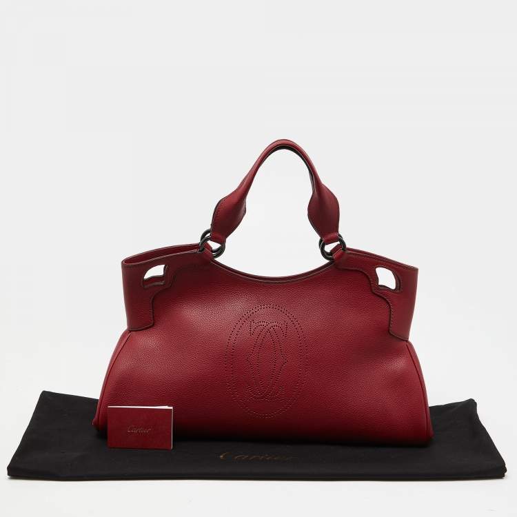 Pre Owned Cartier Red Leather Medium Marcello de Cartier Bag